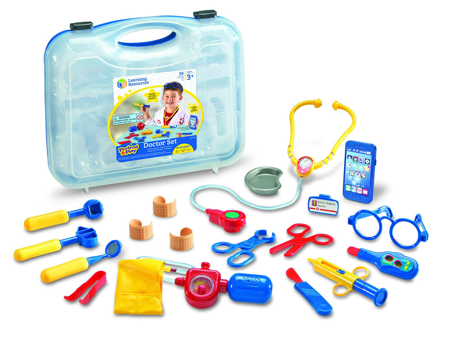 Learning Resources Pretend & Play Doctor Set Blue - Medical Kit for Kids, Role Play, Toddler Toys, Social Skills, Language Skills, Fine Motor, Birthday Gift for Boys and Girls