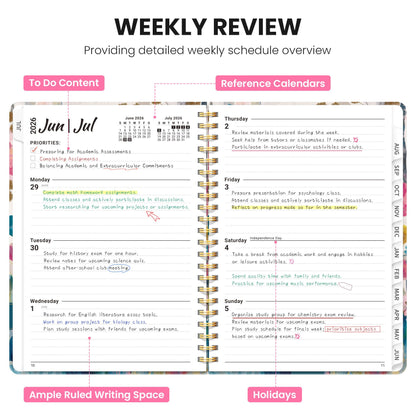 Academic Planner 2026-2027, Monthly and Weekly Calendar Planner, July 2026 - June 2027, Pretty Hardcover Teacher Student Planning Agenda Book with Tabs, Fit for School Office Supplies, 6.3" x 8.5", Fawn Whisper