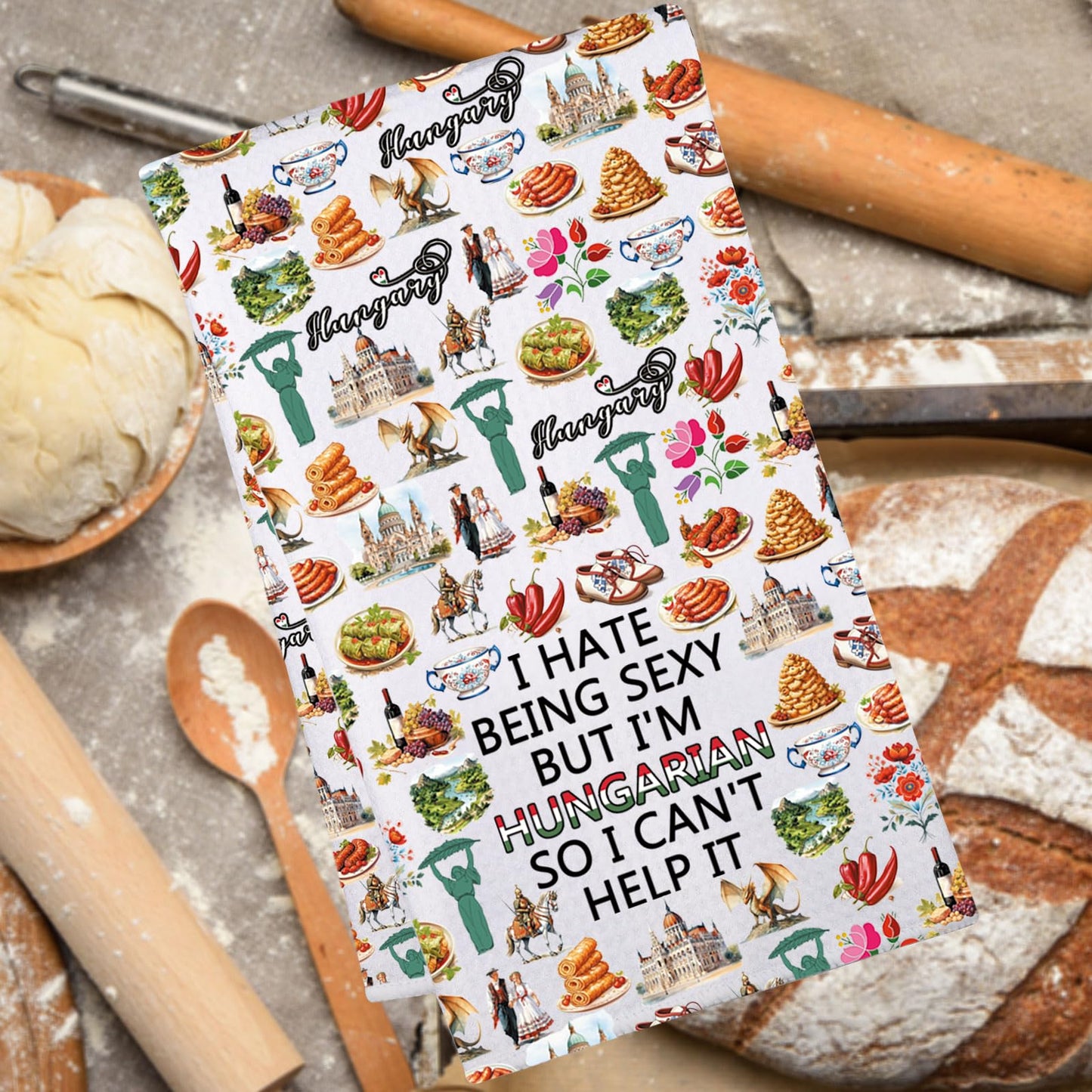JNIAP Hungarian Kitchen Towel Hungary Gifts Hungarian Chef Gift Hungarian Flag Dish Towel Hungary Hand Towel (Hungarian kt)