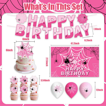 42Pack Spider Theme Party decoration pack include Banner,Cake Toppers,Balloons，Blackdrop for Spider Theme Birthdday Party Decoration