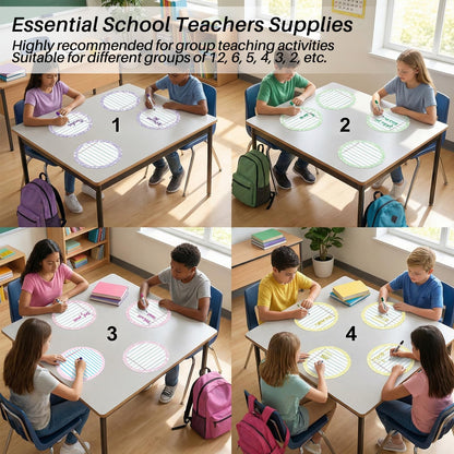 Gersoniel 24 Pcs Large 11'' Notebook Dry Erase Dots for Classroom Table Removable Circles Stickers Wall Whiteboard No Staining for Teacher School Home Office Teaching Supplies (Round,Light Color)