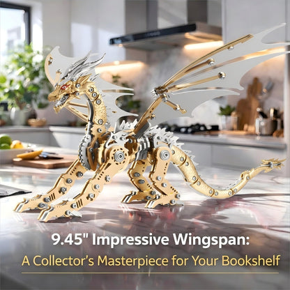 3D Metal Dragon Model Kit for Adults, Mechanical Pterosaur Puzzle, DIY Assembly Steel Model, Challenging Building Kit, Unique Gift for Men Desk Decor