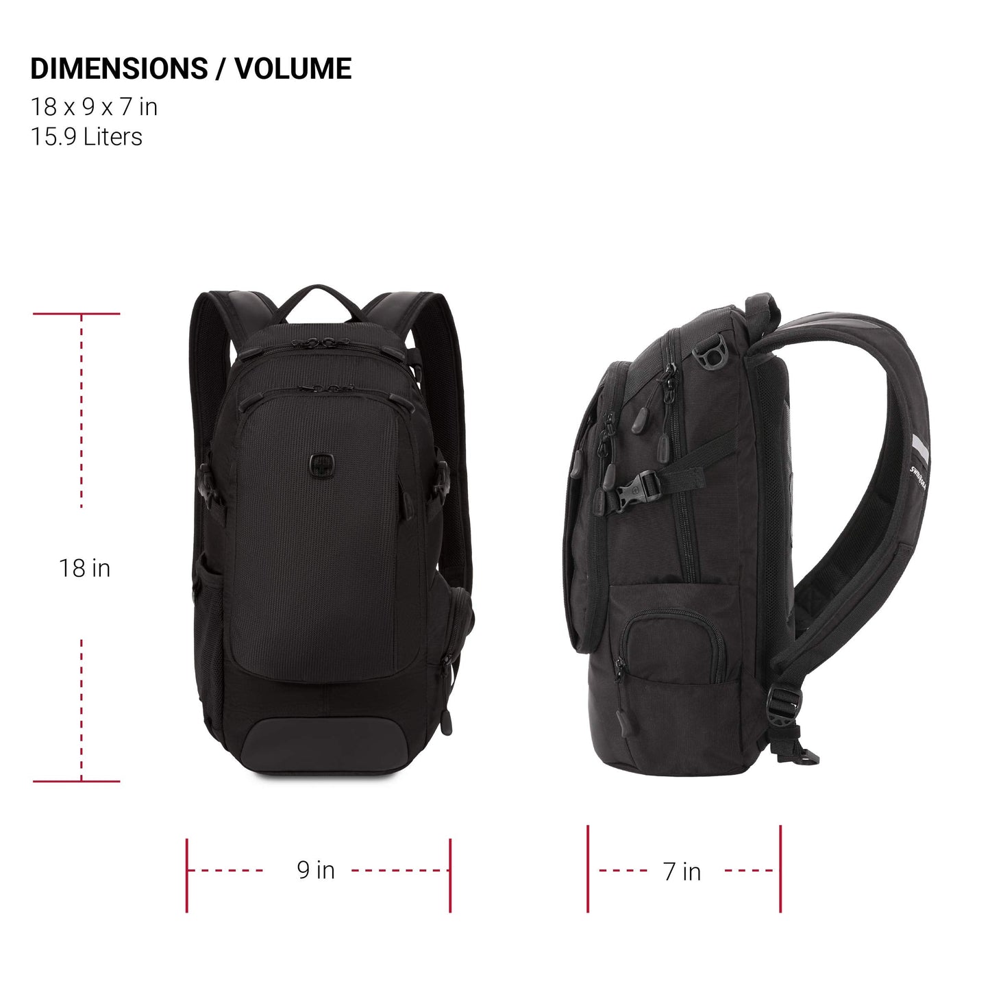 SwissGear 3598 Backpack, Narrow Daypack, Ideal for Commuting and College