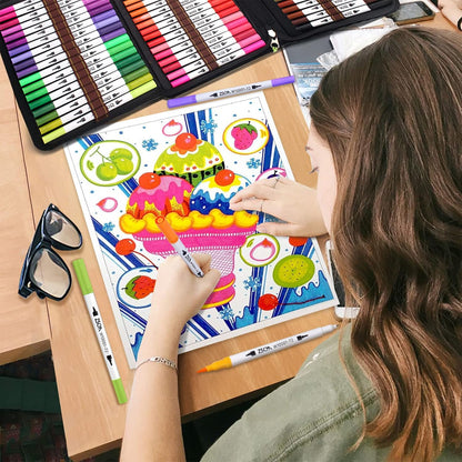 ZSCM 72 Colors Markers for Adult Coloring Books No Bleeding - Dual-Tip Art Markers, Fine & Brush Tip Coloring Pen for Adult Calligraphy, Drawing, Sketch Art & Creative Journaling