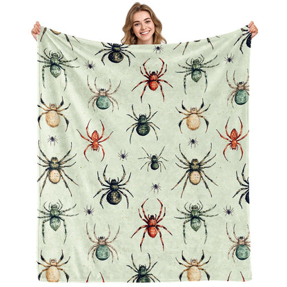 Aimego Halloween Spider Blanket Gifts for Boys Girls Gothic Spider Throw Blankets for Kids Spiders Green Decor for Sofa Living Room Bed(50X60 Inch)