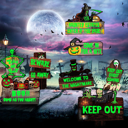 8 PCs Halloween Decorations Outdoor Tombstone Yard Sign With Stakes - Glow in the Dark Graveyard Tombstones, Pumpkin Ghost Props for Family Home Front Yard Lawn Garden Party Decor