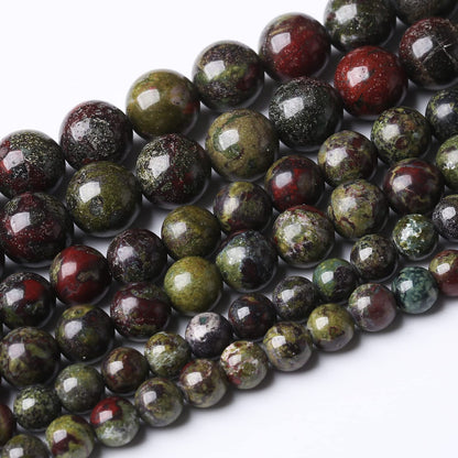 36PCS 10MM Natural Dragon Blood Stone Beads Round Loose Stone Beads for Jewelry Making DIY Energy Stone Healing Power Bracelet 15"
