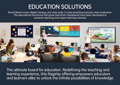 JAV 65" Smart Board Pro Google EDLA Certified 4K UHD Interactive Whiteboard for Classroom Office All-in-One Touchscreen Display with 48MP AI Camera 100W Soundbar Android 14 8+128GB Wall Mount Included