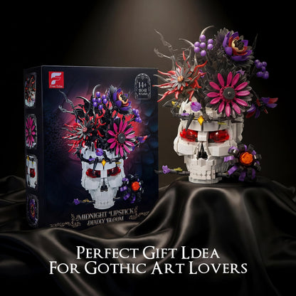 Skull Flower Bouquet Building Set, Wildflower Botanical Collection Kit for Adult Women, Horror Gothic Skeleton Decor for Goth Home Table Art Decor, Girlfriend/Mom/Wife/Couple Halloween Birthday Gift