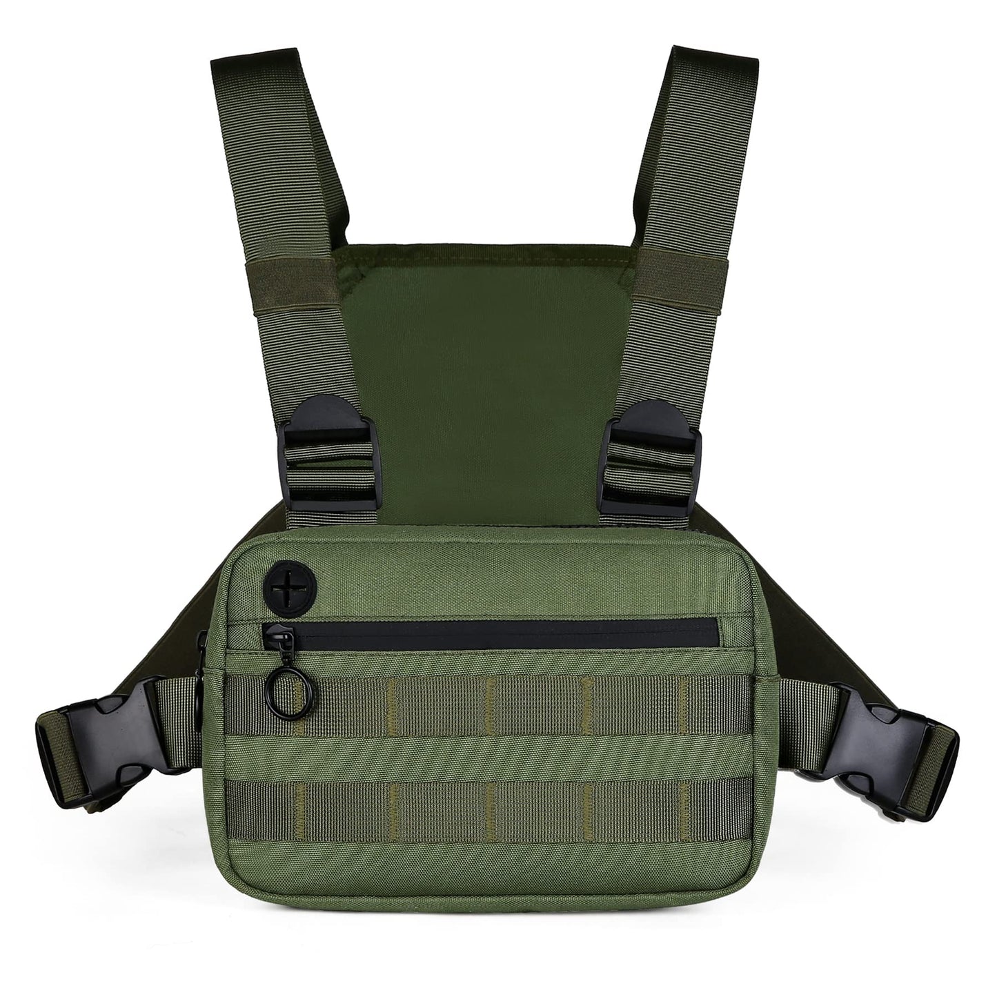 Muserise Outdoor Sports Chest Pack,Tactical EDC Chest Bag For Men, Lightweight Chest Pouch Holster, Chest Rig Vest With Phone Holder For Workouts, Cycling (Olive green)