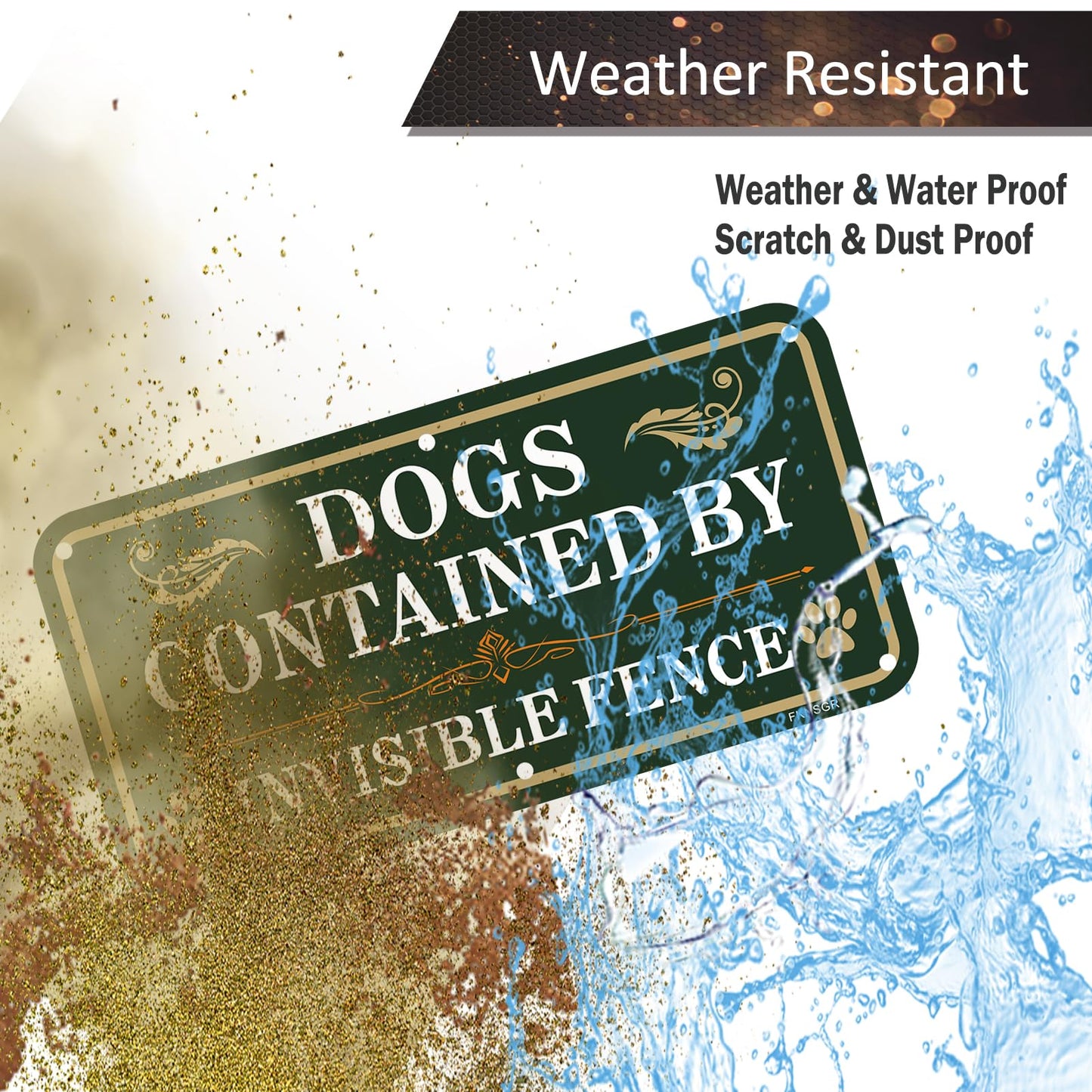 FKNSGR Dogs Contained By Invisible Fence Sign 2 Pack, 12 x 6 inches Rust Free .040 Aluminum Beware Of Dog Sign, UV Protected, Fade Resistant
