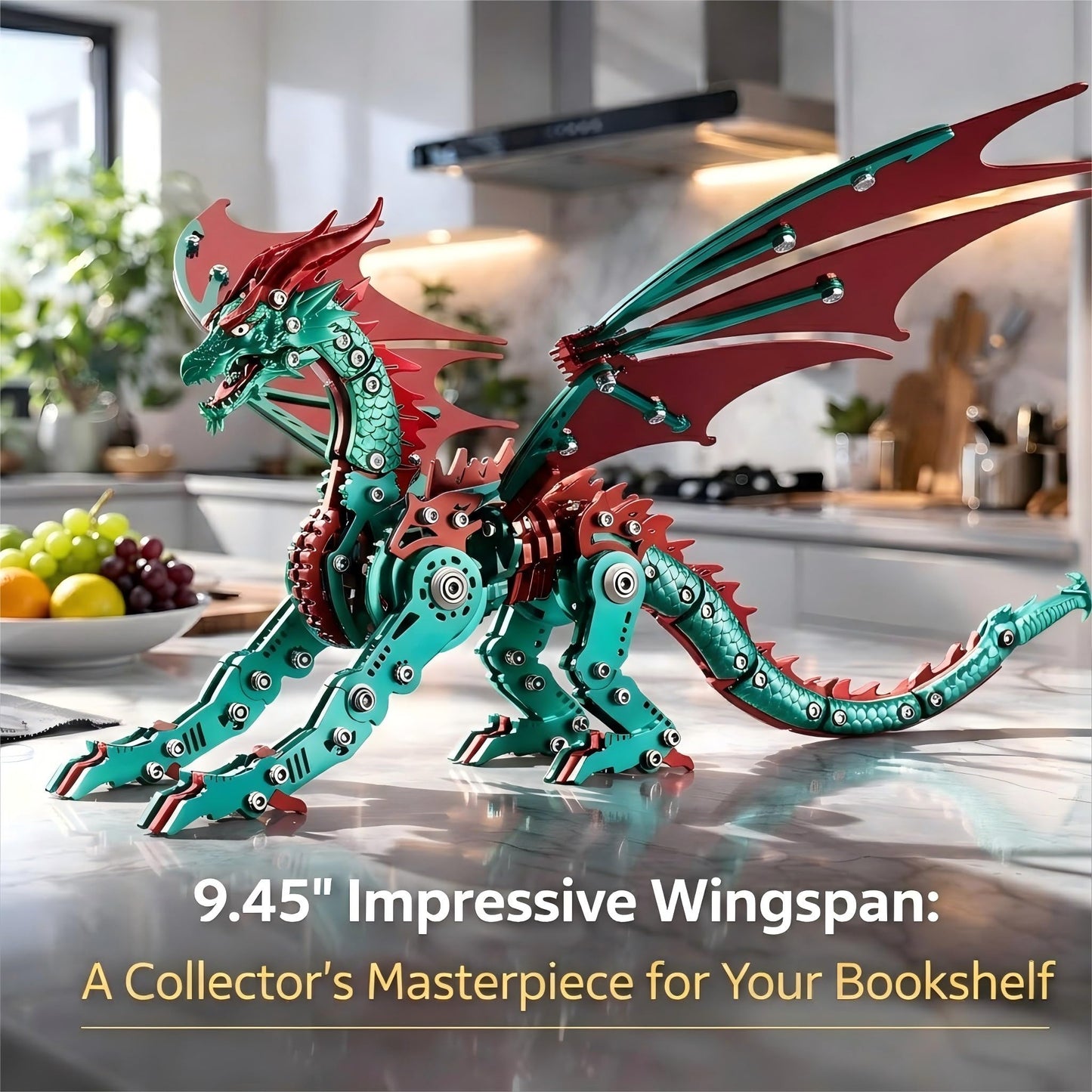 3D Metal Dragon Model Kit for Adults, Mechanical Pterosaur Puzzle, DIY Assembly Steel Model, Challenging Building Kit, Unique Gift for Men Desk Decor