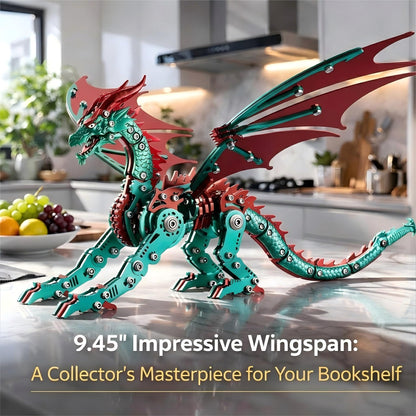 3D Metal Dragon Model Kit for Adults, Mechanical Pterosaur Puzzle, DIY Assembly Steel Model, Challenging Building Kit, Unique Gift for Men Desk Decor