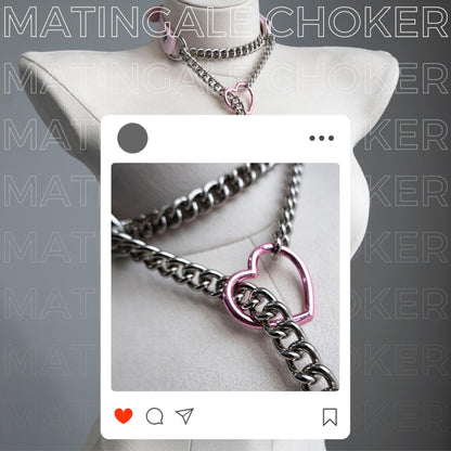 ADEMISHIA Handmade Black Heart Choker Collar For Women, Punk Gothic O-ring Slip Chain Necklace with Adjustable Vegan Leather Buckle
