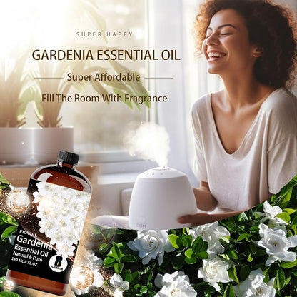 Gardenia Essential Oil, Gardenia Oil 8 Fl Oz 240ML for Diffuser Humidifier Yoga Cleaning DIY Candle Soap Making Perfume Gift for Women Essential Oils FRAOIL (Gardenia 8 Fl Oz (Pack of 1))