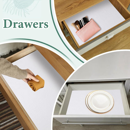 Shelf Liners for Kitchen Cabinets 17in x 30FT, Non Adhesive Cabinet Liner Strong Non-Slip Golden Leaf Drawer Liner, Easy to Clean for Shelf, Cabinet with Knife and Tape Measure