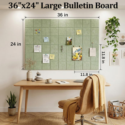 Large Felt Bulletin Board for Walls: 6-Pack Black Cork Board Alternative 11.8x11.8 Inch Peel and Stick Pin Board Wall Decor for Home Organization, Office Memo Board, Self-Adhesive Wall Tiles