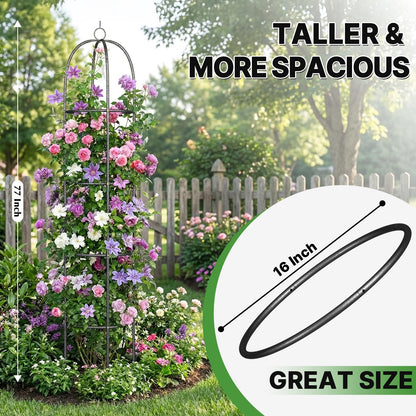 CL FUN Metal Trellis for Climbing Plants Outdoor, 2026 Upgrade 100% Metal with Powder Coating, Rose, Flowers, Grape, Pea, Cucumber Tomato Cage - 6.3 FT Freestanding Plant Support