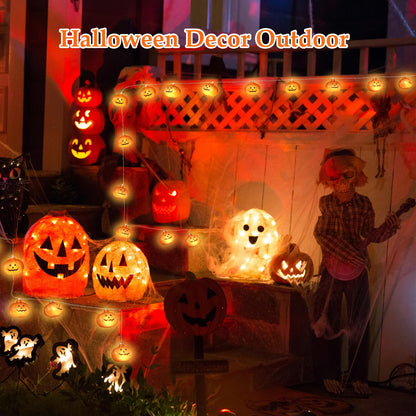 Halloween Lights,20FT 40 LEDs Holiday String Lights for Indoor Outdoor Decor,Battery Operated 8 Mode Waterproof Pumpkin String for Party Decorations