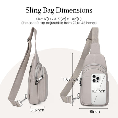 befen Soft Real Leather Small Sling Bag for Women Anti Theft Crossbody Bags Fanny Packs Travel Purses with RFID Blocking Card Slots Beige Grey