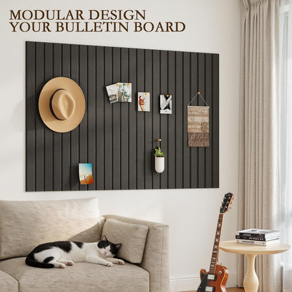 JBER Large Felt Bulletin Board 36" x 24" - 6 Pack Felt Wall Tiles, Cork Board Alternative to Use in Office & Home Decor, Classroom Decor, Vision Board to Display Your Photos(Black)