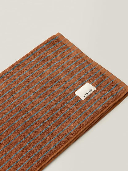 WENSHUO Fluffy Caramel-Striped Pure Cotton Bath Towel, 100% Combed Cotton