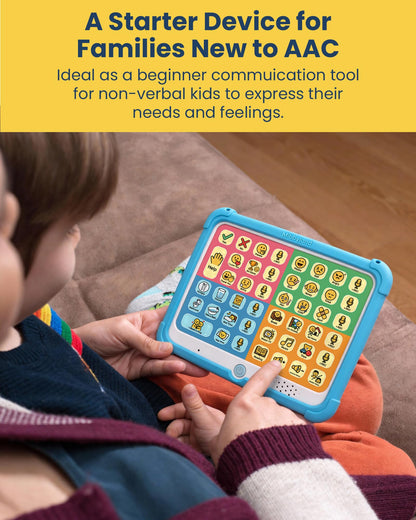 MibbyTalk AAC Device for Autism & Nonverbal Kids and Adults, Communication Tool for Home & School Use and Speech Therapy – 32 Preset Buttons, 11 Recording Buttons with Stickers, Silicone Case, Blue