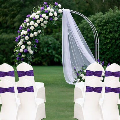 Eternal Beauty Pack of 50 Purple Chair Sashes Band Bows Sequin Chair Sashes for Wedding Cover Decorations