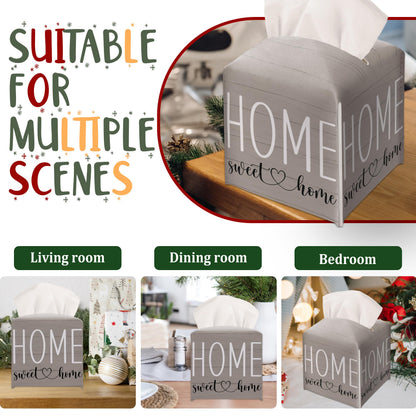 Brown Home Decor Tissue Box Cover Modern Square Leather Tissue Case Holder Gifts for Women Family and Friends, Decorative Holder/Organizer for Bathroom Kitchen Nightstand Office Home - B52