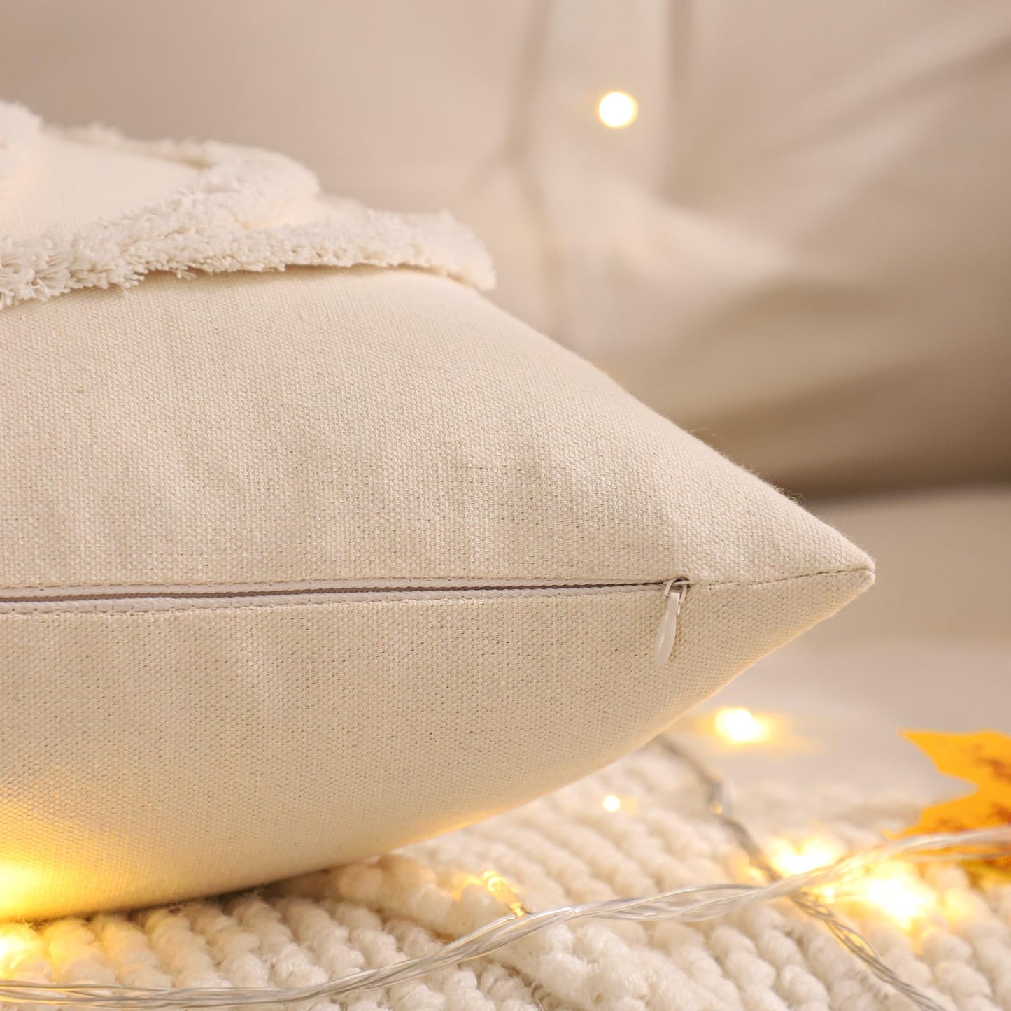 LUOYEHK Halloween Pillow Covers 18x18 Set of 2 White Pumpkin Embroidered Throw Pillow Covers Farmhouse Thanksgiving Home Decor Cushion Covers for Couch Sofa Bed