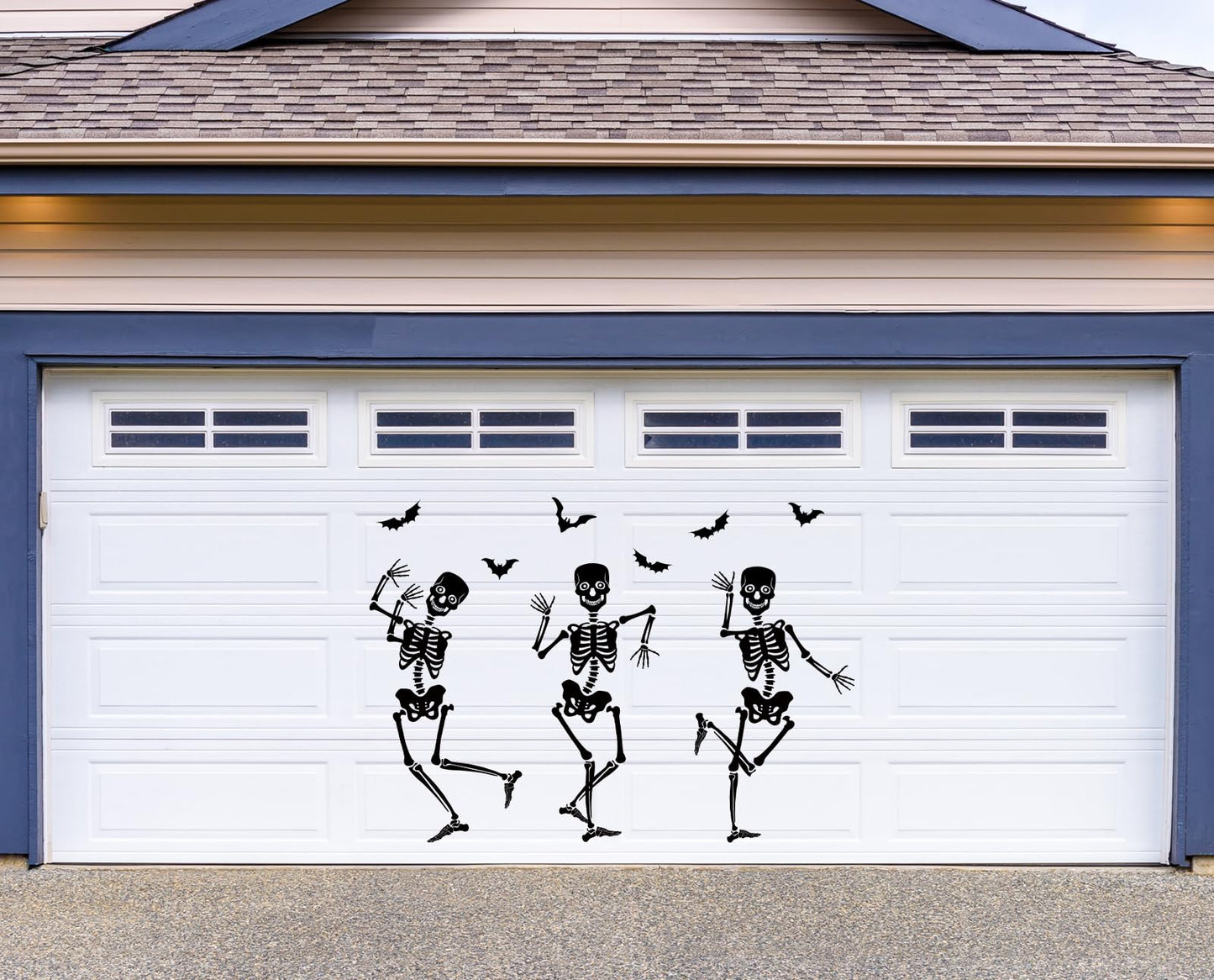 JarThenaAMCS 31Pcs Halloween Garage Decoration Magnet Stickers Black Dancing Skeleton Bat Refrigerator Decals for Home Party Room Garage Door Car