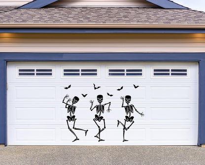 JarThenaAMCS 31Pcs Halloween Garage Decoration Magnet Stickers Black Dancing Skeleton Bat Refrigerator Decals for Home Party Room Garage Door Car