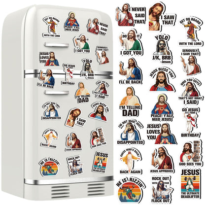 Xuhal 20 pcs Large Jesus I Saw that Magnet Sticker for Christian Kitchen Religious Refrigerator Whiteboard Locker Jesus Christian Fridge Magnets Home Office