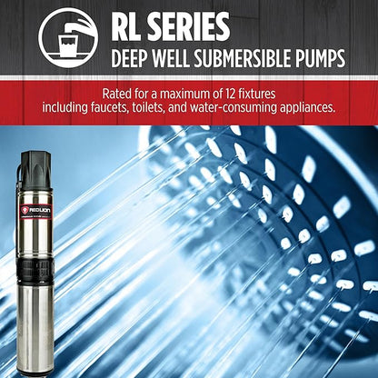 Red Lion RL12G15-3W2V 4-inch Submersible Deep Well Pump, 1-1/2-HP, 12 GPM, 3-Wire, 230-Volt, Steel, 14942408
