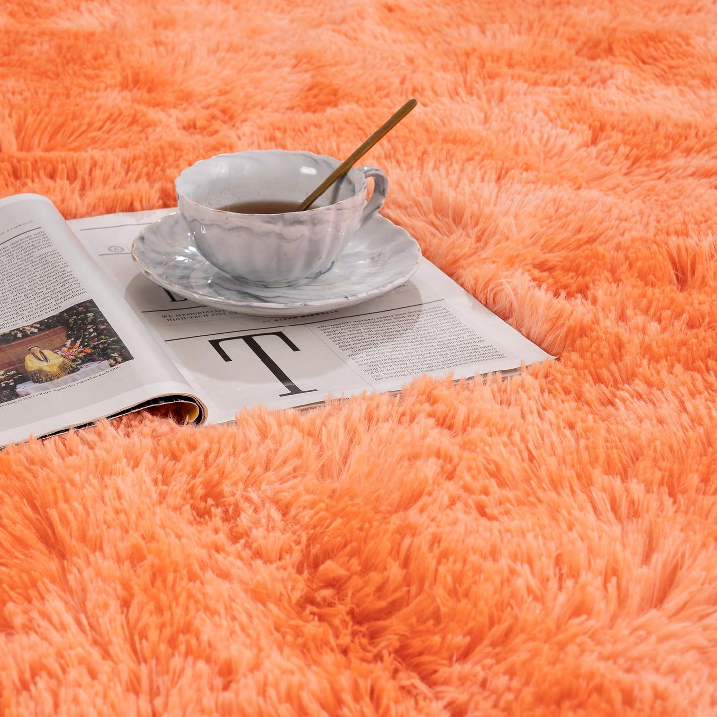 Softlife Orange Area Rug for Bedroom, Fluffy Shag Plush Tie Dyed Rugs for Living Room Girls, Shaggy Throw Carpet for Kids Soft Fuzzy Runner Small 2x6 Runners for Hallways Dorm