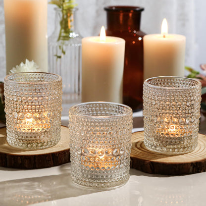 12 Pack Clear Votive Candle Holders Tea Light Candle Holders Bulk Tealight Glass Candle Holder for Table Weddings Party