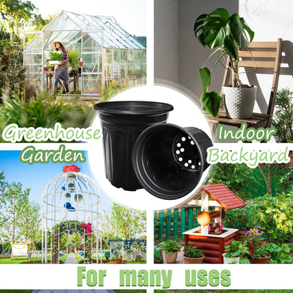 Jgalnim 60 Pack 1 Gallon Nursery Plant Pots,Thickened Flexible Plastic Seedling Pot with Holes,Flower Plant Container for Succulents,Cuttings,Transplanting,Home Garden(Black)