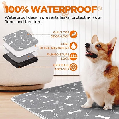 Washable Pee Pads for Dogs, 2Pcs Reusable Puppy Pads , Absorbent Dog Training Pads,100% Waterproof Non-Slip Whelping Pad Dog Playpen Indoor Cage Pad Couch Cover,Pet Supplies 31x36