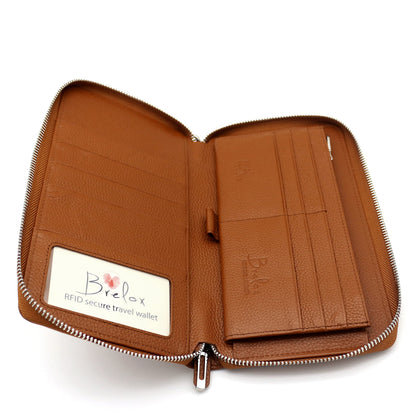 Family Passport Holder for 4 5 6 Passports RFID Blocking Travel Wallet — Genuine Leather Document Organizer, Card Slots, Boarding Pass, Wristlet — Travel Gift for Women Men | Brelox