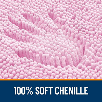 OLANLY Bathroom Runner Rugs 70x24, Extra Soft Absorbent Chenille Bath Rugs, Rubber Backing Quick Dry, Machine Washable Long Bath Mats for Bathroom Floor, Tub and Shower, Home Decor Accessories, Pink