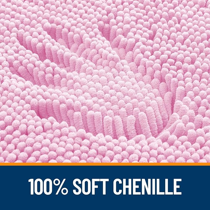 OLANLY Large Bathroom Rugs 70x46, Extra Soft Absorbent Chenille Bath Rugs, Rubber Backing Quick Dry, Machine Washable Bath Mats for Bathroom Floor, Tub and Shower, Home Decor Accessories, Pink