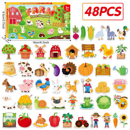 Fecheche Large Size Cute Fridge Magnets for Toddlers, Preschool Spelling Learning Education Refrigerador Magnetic Toy (Farm 48pcs)