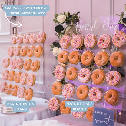 Donut Wall Display Stand - Acrylic Donut Stand Holds 50 Donuts | XL Donut Board Display | Large Donut Wall Stand for Party & Wedding | Donut Holder Stand Party Decor (26x22in - Plain Design)