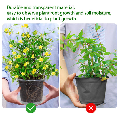 TNTIWQ 30 Pack 3/4/5/6/7 Inch Clear Nursery Pots with Drainage and 30 Pack Plant Saucers, Plant Pots for Plants Transparent Potting Containers for Plants Seeding Starter Pot (Clear, 3/4/5/6/7 Inch)