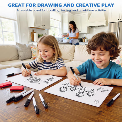 GAMENOTE White Board Dry Erase, Small Magnetic Lined White Board Set, Double Sided Magnet Ruled Lap Boards Whiteboard for Kids and Student Learning, 9x12 Inches (Pack of 24)