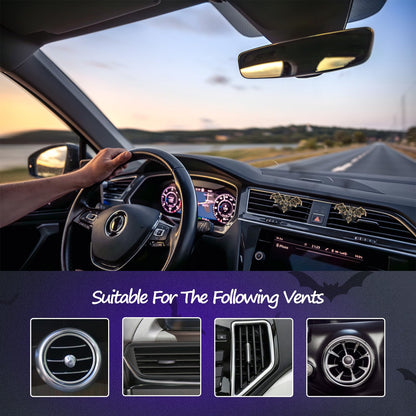ORIESSE Gothic Car Decor,Bling Bat Car Air Freshener Vent Clip,Dark Style Rhinestone Vehicle Interior Dashboard Decoration for Teens,Refillable Clip on Diffuser