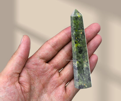 Amazing Gemstone Green Jade Crystal Towers - Natural Healing Crystal Point Obelisk for Reiki Healing and Crystal Grid (3" to 4" INCH)