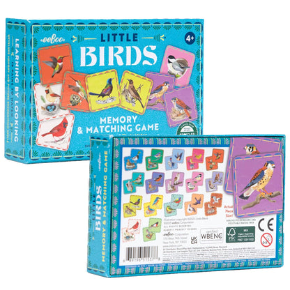 eeBoo: Memory & Matching Game- Little Birds- 18 Illustrated Matching Pairs, Concentration Tile Game, Informational Insert, Kids Ages 4+, 1-4 Players