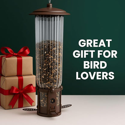 Perky-Pet 334-1SR Squirrel-Be-Gone Max Large Wild Bird Feeder with Flexports, Squirrel Proof Bird Feeder with Weight-Activated Perches - 4LB Seed Capacity