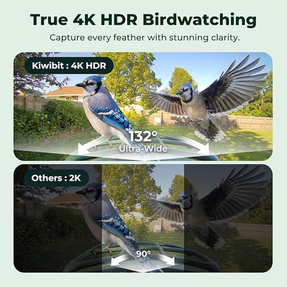 Kiwibit Smart Bird Feeder with Camera, Solar Powered for Outdoors, Bird Species AI Identification, 8MP Photo, 4K Video Livestream, Real-Time Bird Alert, Birdwatching Gift for Bird Lovers, Forest Birch
